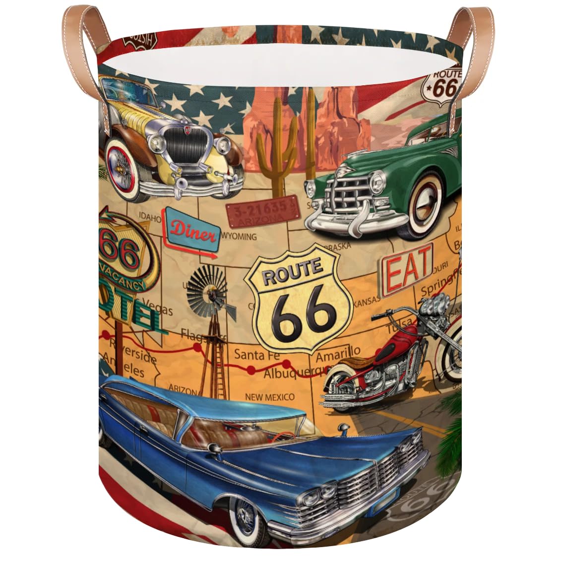 Amazon.com: Route 66 Vintage Cars 68L Collapsible Laundry Hamper